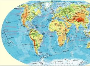 Подробная географическая карта мира на русском языке